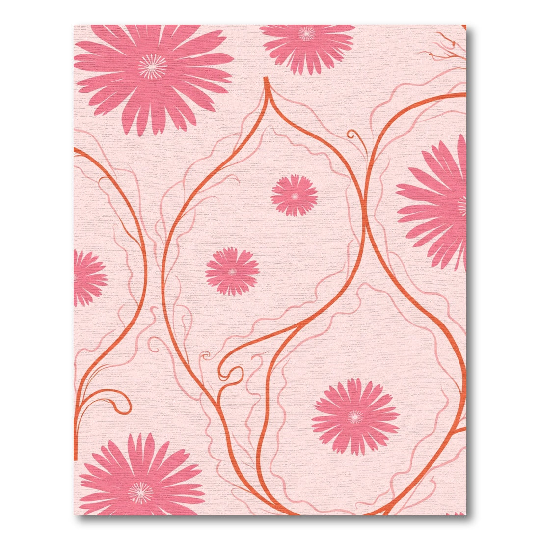 Pink Daisy Vine Artwork Rug