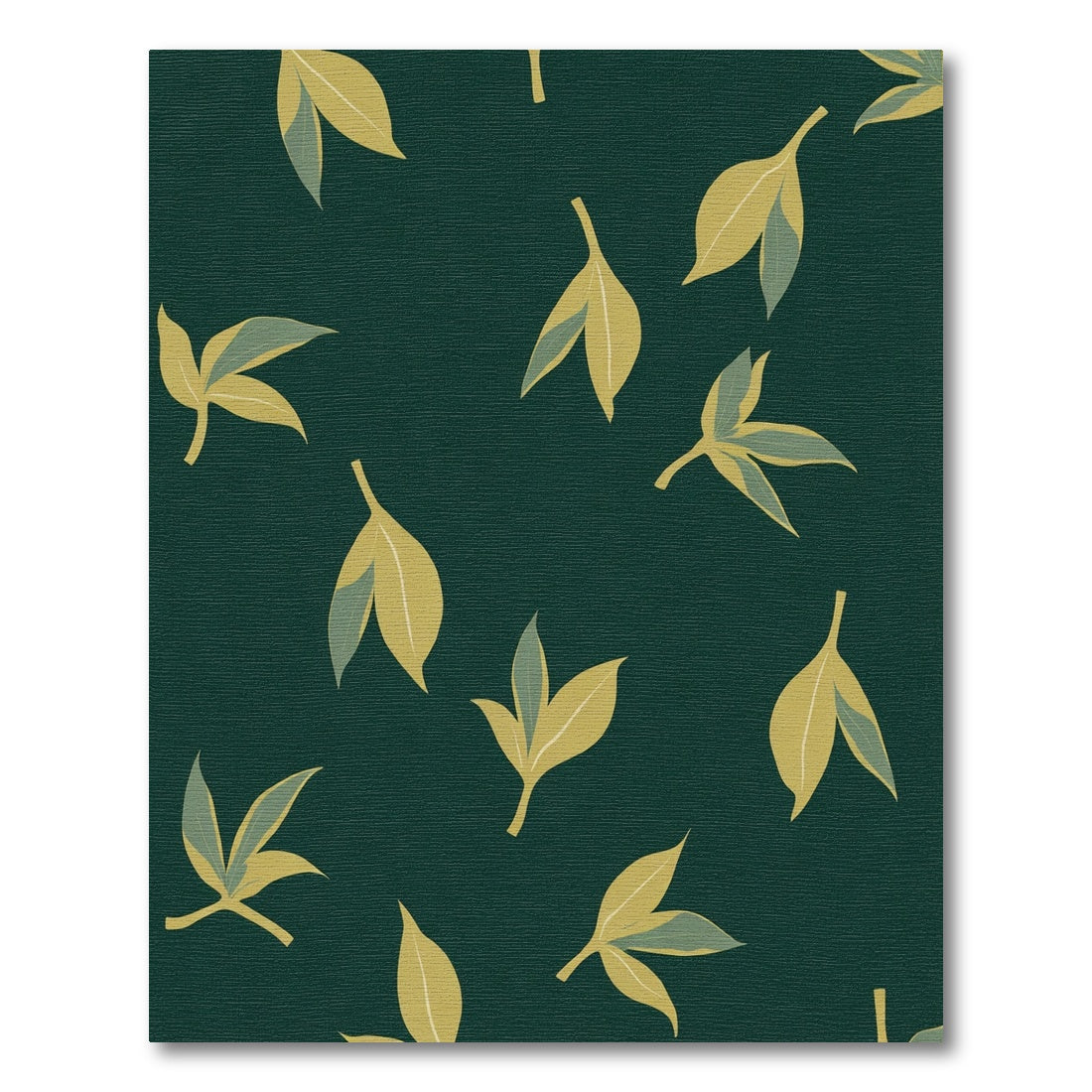 Deep Emerald Yellow Leaf Scatter Rug