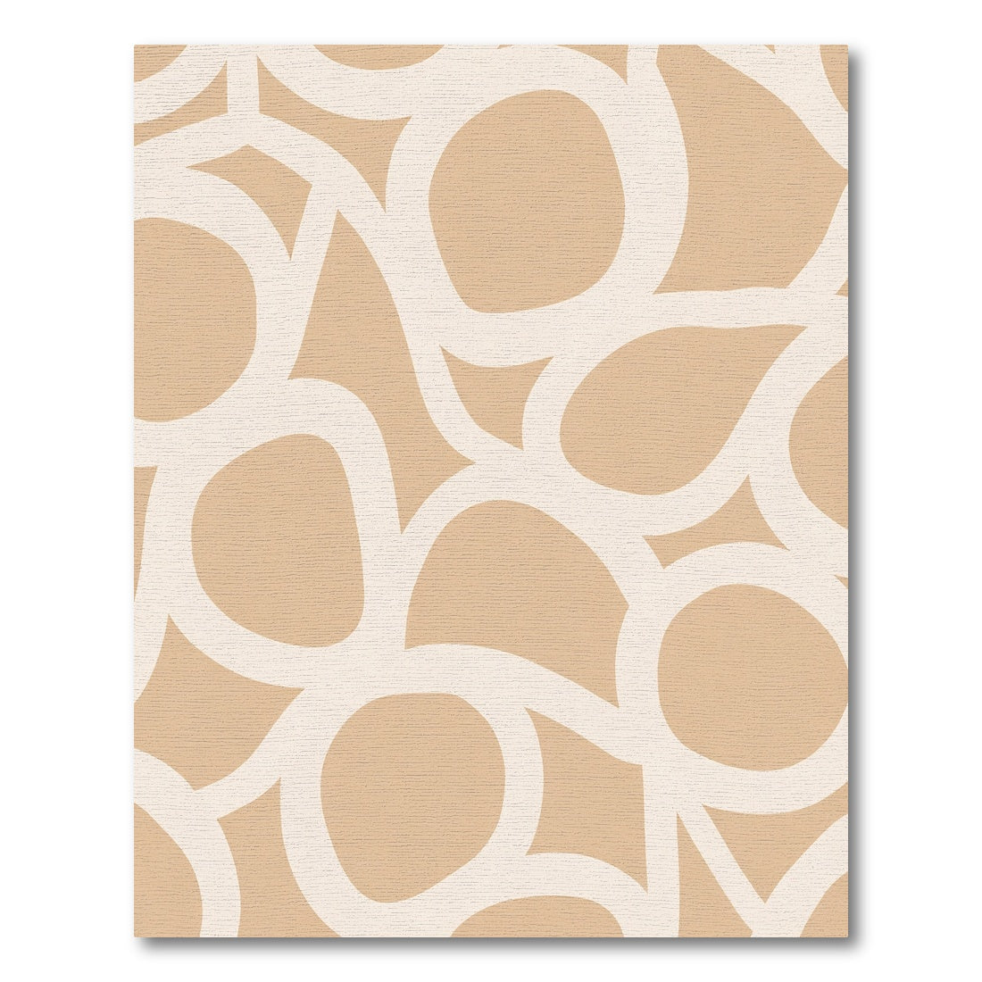 Beige And White Interlocking Organic Shapes Rug