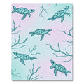 Serene Teal Turtles Coral Gradient Rug