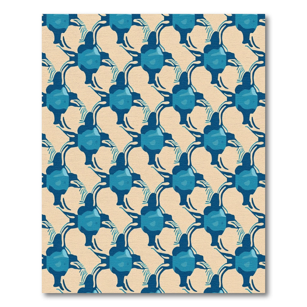 Deep Blue Ochre Abstract Connectors Rug