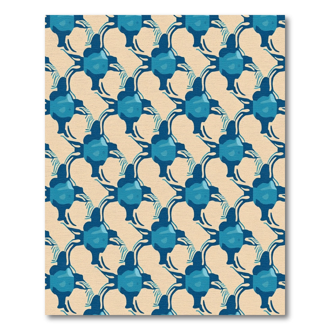 Deep Blue Ochre Abstract Connectors Rug
