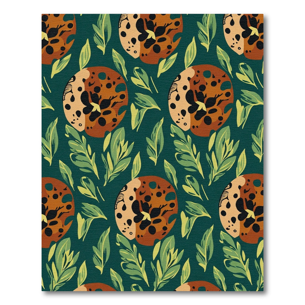 Retro Leopard Leaf Roundel Scatter Rug
