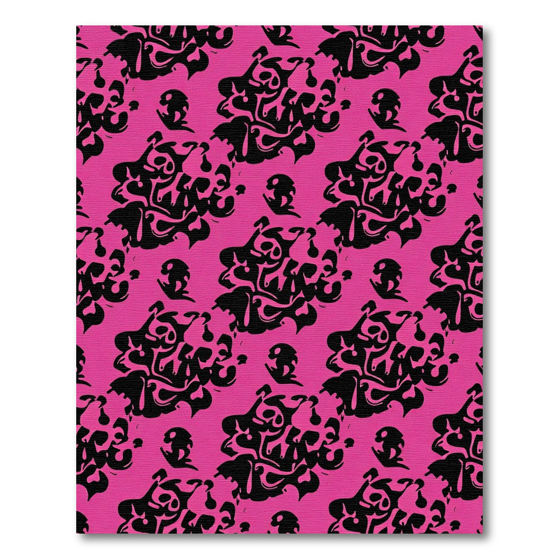 Pink Black Abstract Ink Swirl Rug