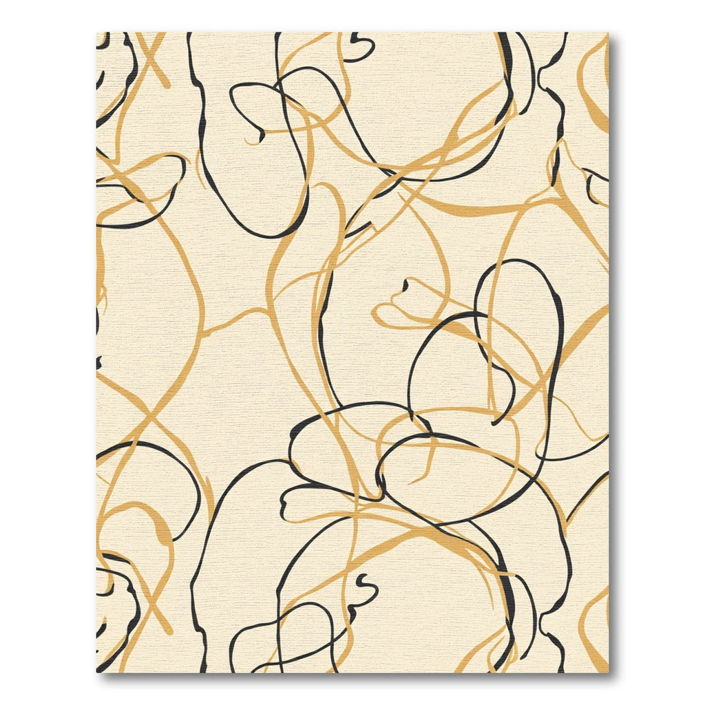Cream Abstract Swirls with Black Strokes Rug