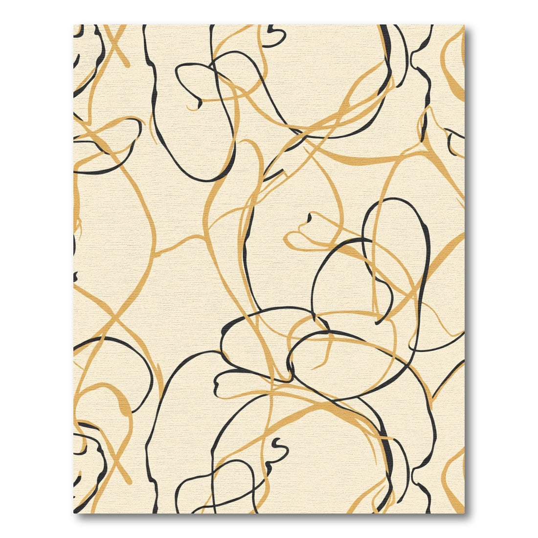 Cream Abstract Swirls with Black Strokes Rug