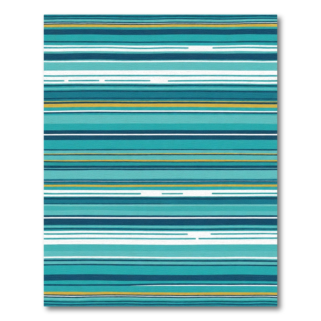 Turquoise Blue Yellow White Horizontal Stripes Rug