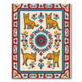 Golden Cats Central Medallion Border Rug