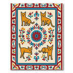 Golden Cats Central Medallion Border Rug