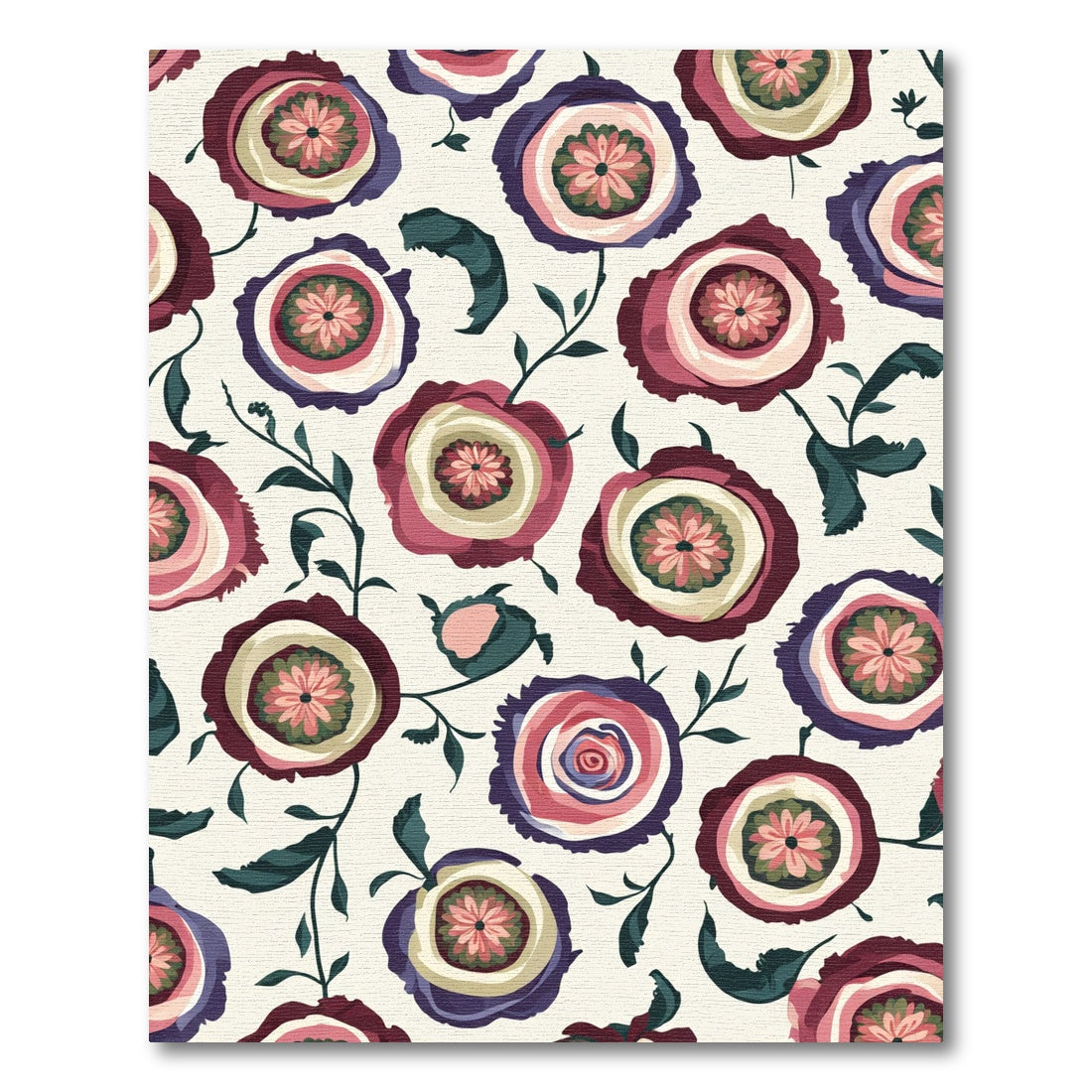 Deep Burgundy Floral Medley Rug