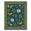 Golden Bordered Fox and Floral Meadow Rug