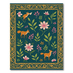 Golden Bordered Fox and Floral Meadow Rug