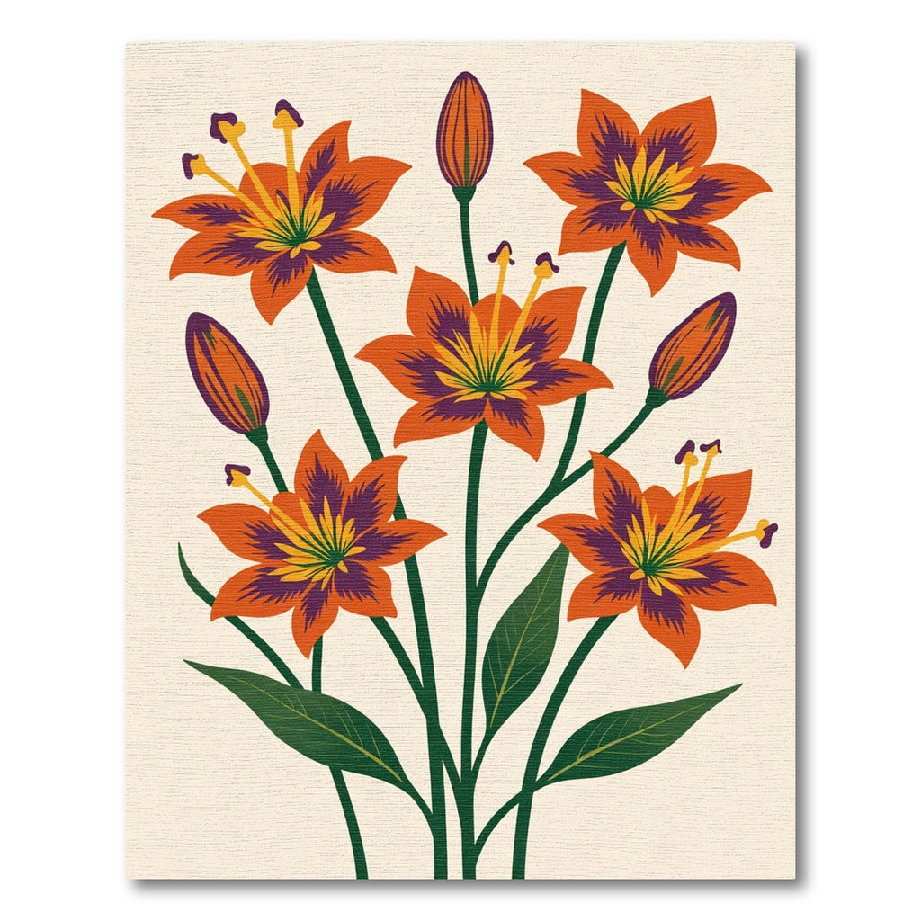 Bold Orange Lily Floral Bouquet Rug