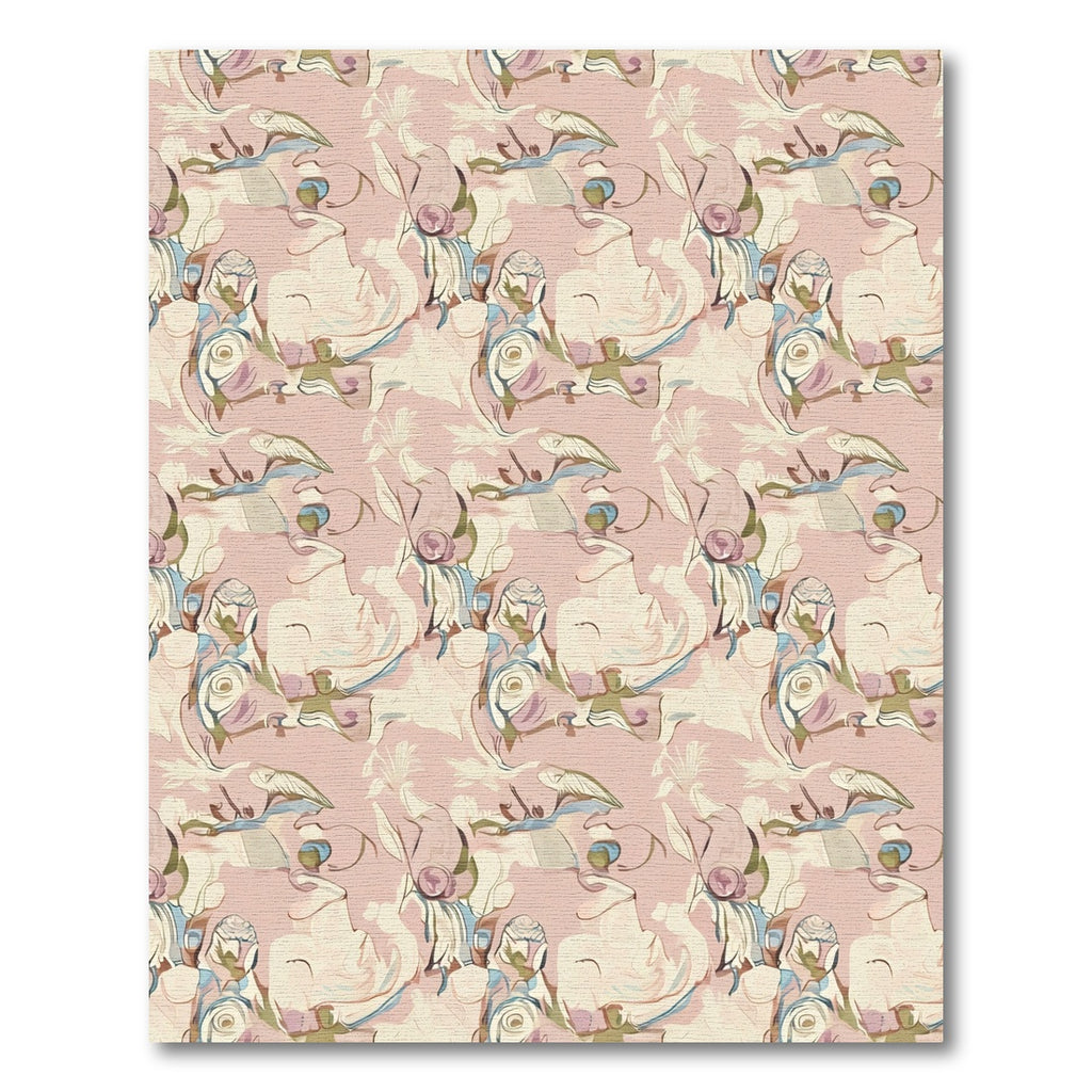 Soft Blush Abstract Figure Arrangement Rug