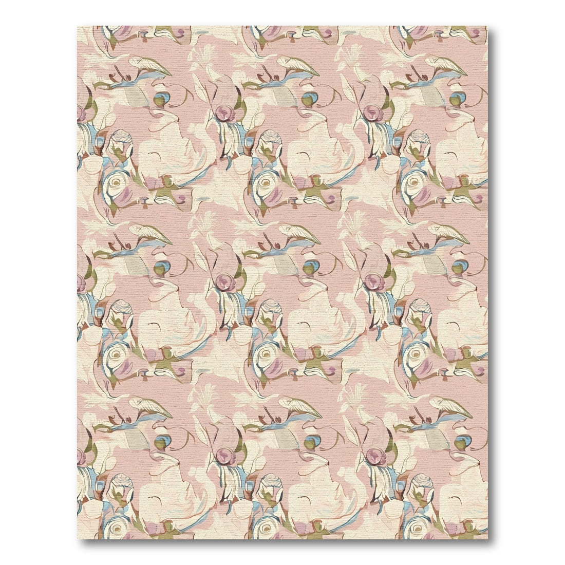 Soft Blush Abstract Figure Arrangement Rug