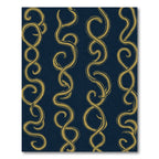 Gold Swirl Vine Navy Blue Rug