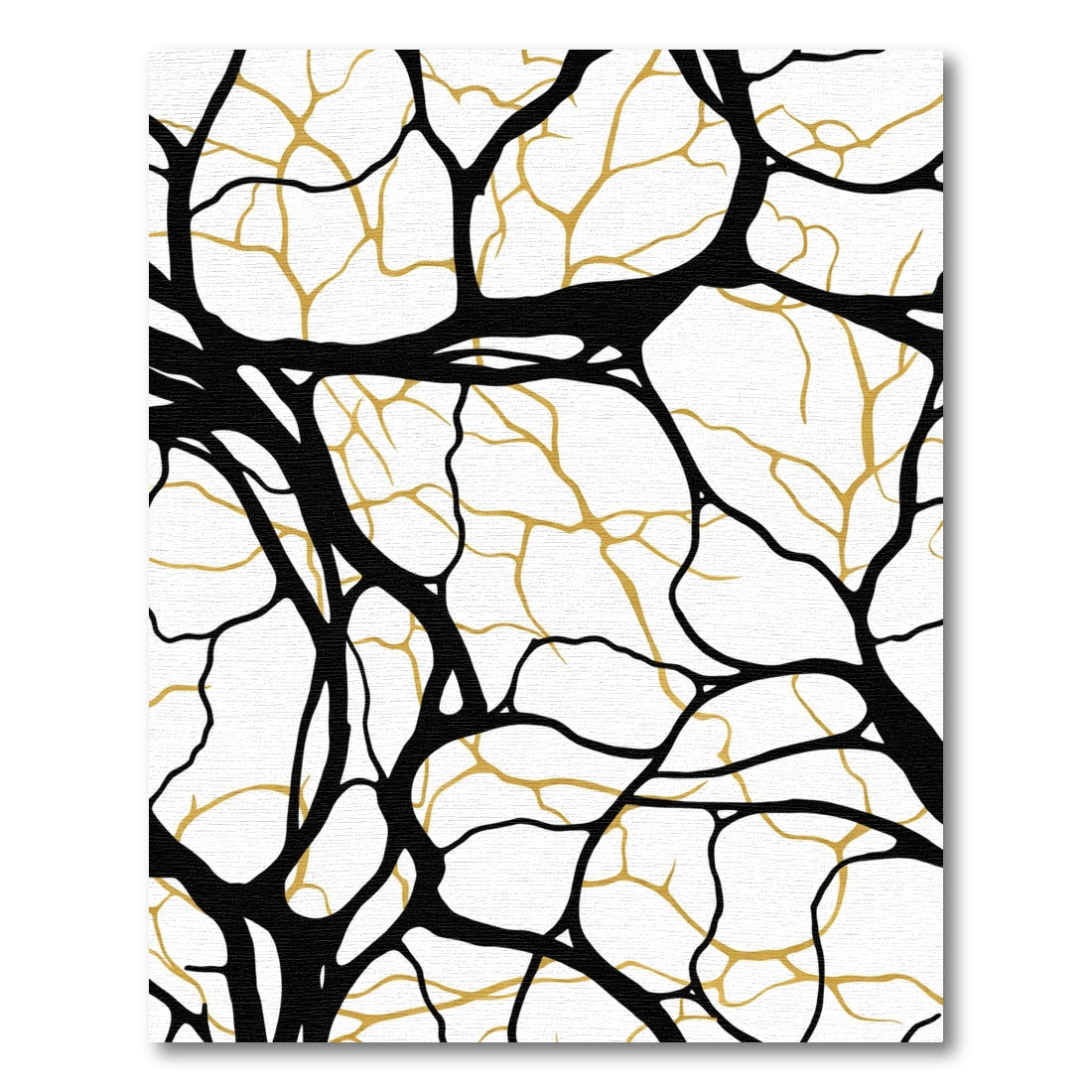 Black Gold Organic Branch Abstract Rug