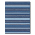 Striped Blue Variety Geometric Border Rug