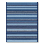 Striped Blue Variety Geometric Border Rug