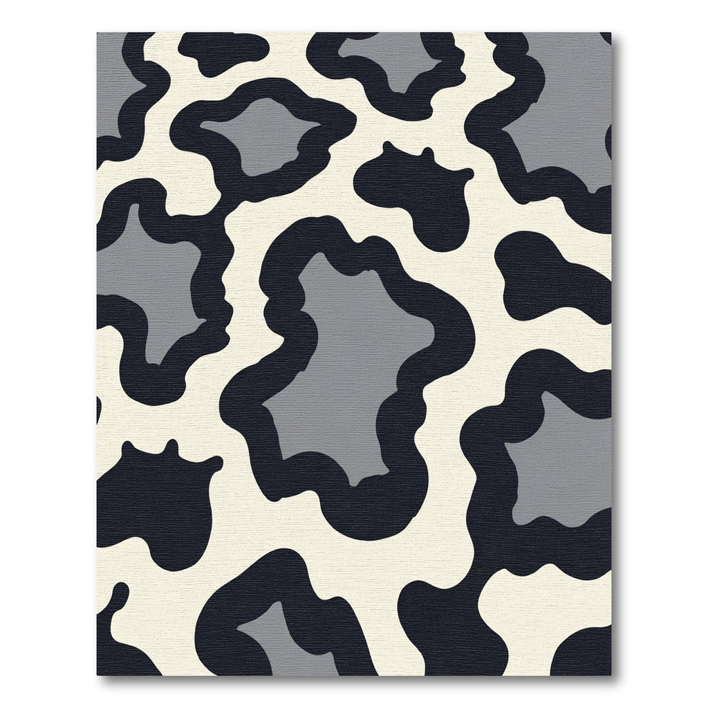 Abstract Black Gray Blotches Rug