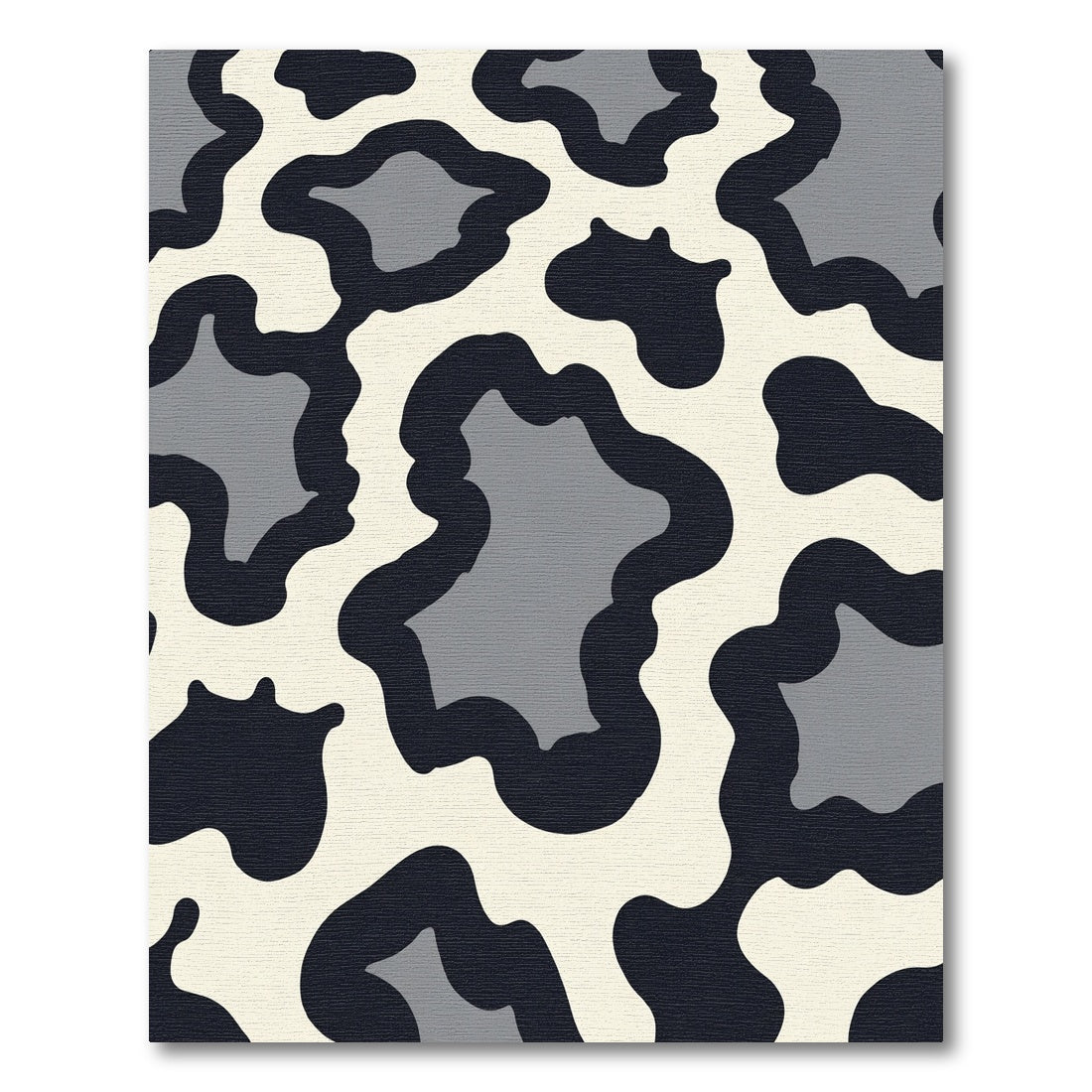 Abstract Black Gray Blotches Rug