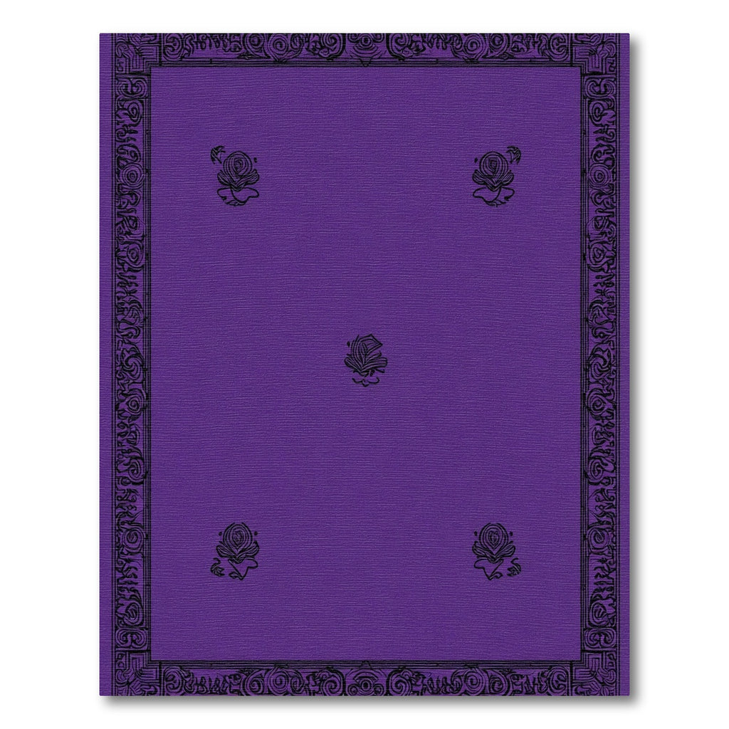 Deep Violet Floral Medallion Border Rug