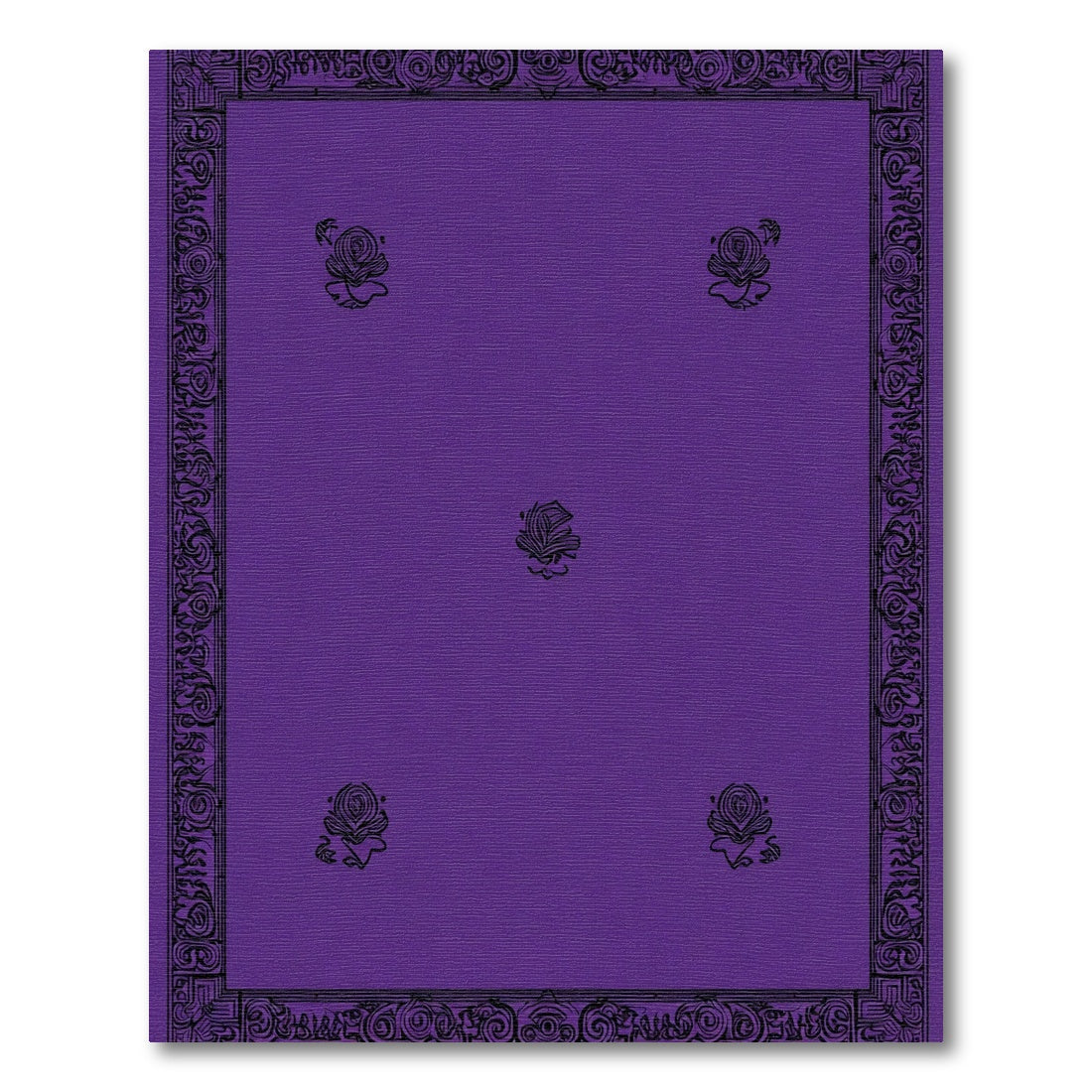 Deep Violet Floral Medallion Border Rug