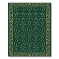 Emerald Green Ornate Floral Border Rug
