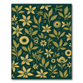 Golden Floral Botanical Branch Pattern Rug