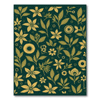 Golden Floral Botanical Branch Pattern Rug