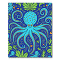Whimsical Blue Octopus Garden Rug