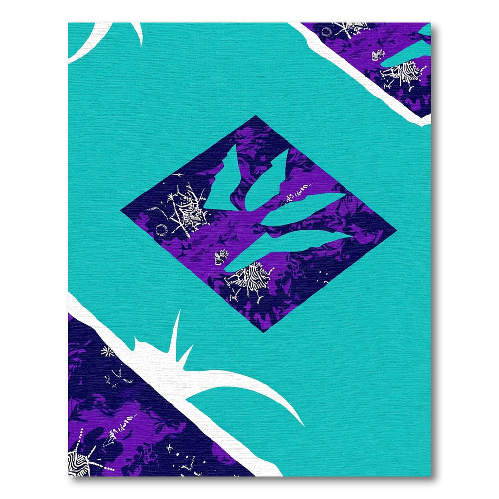 Teal Purple Jagged Diamond Overlay Rug