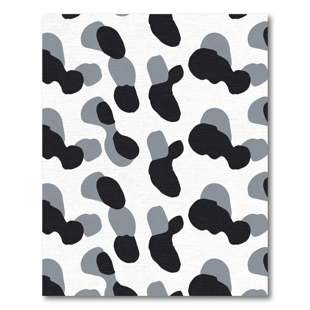 Modern Black Gray Irregular Shapes Rug