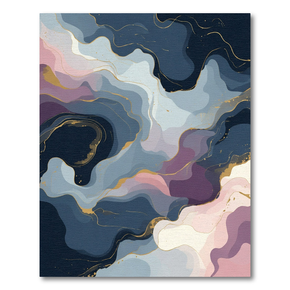 Midnight Blue Pink Golden Swirl Rug