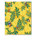 Yellow Floral Parrot Garden Scene Rug