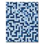 Chic Blue Geometric Pixel Maze Rug