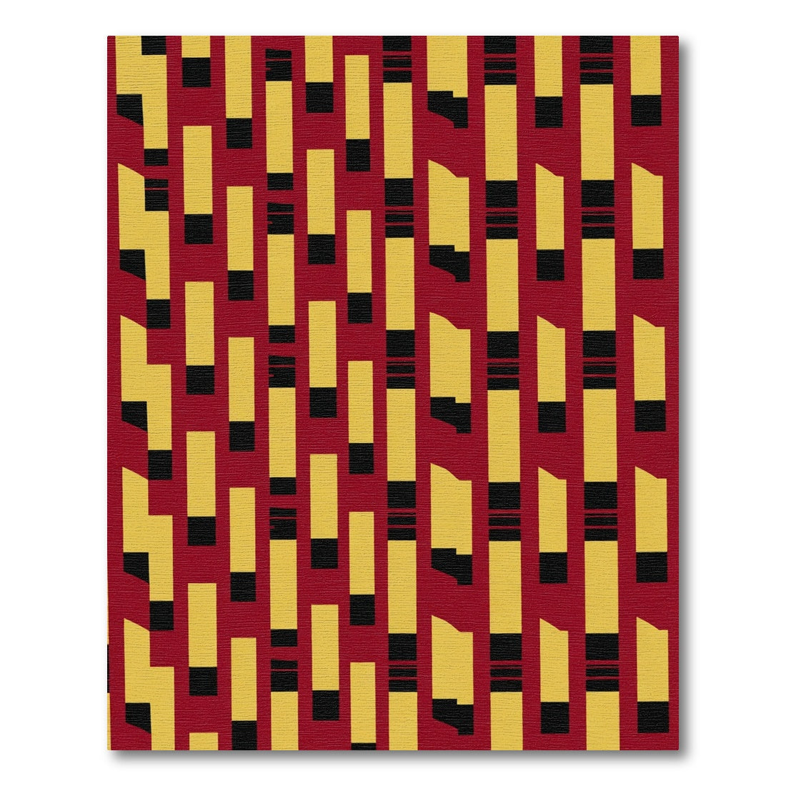 Red Yellow Black Abstract Rectangles Rug