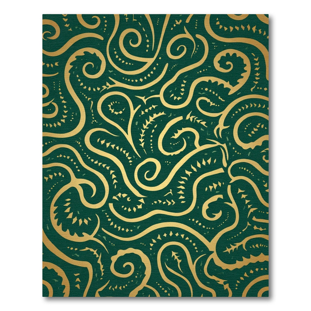Emerald Gold Swirling Abstraction Rug