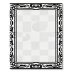 Abstract Black White Organic Border Rug