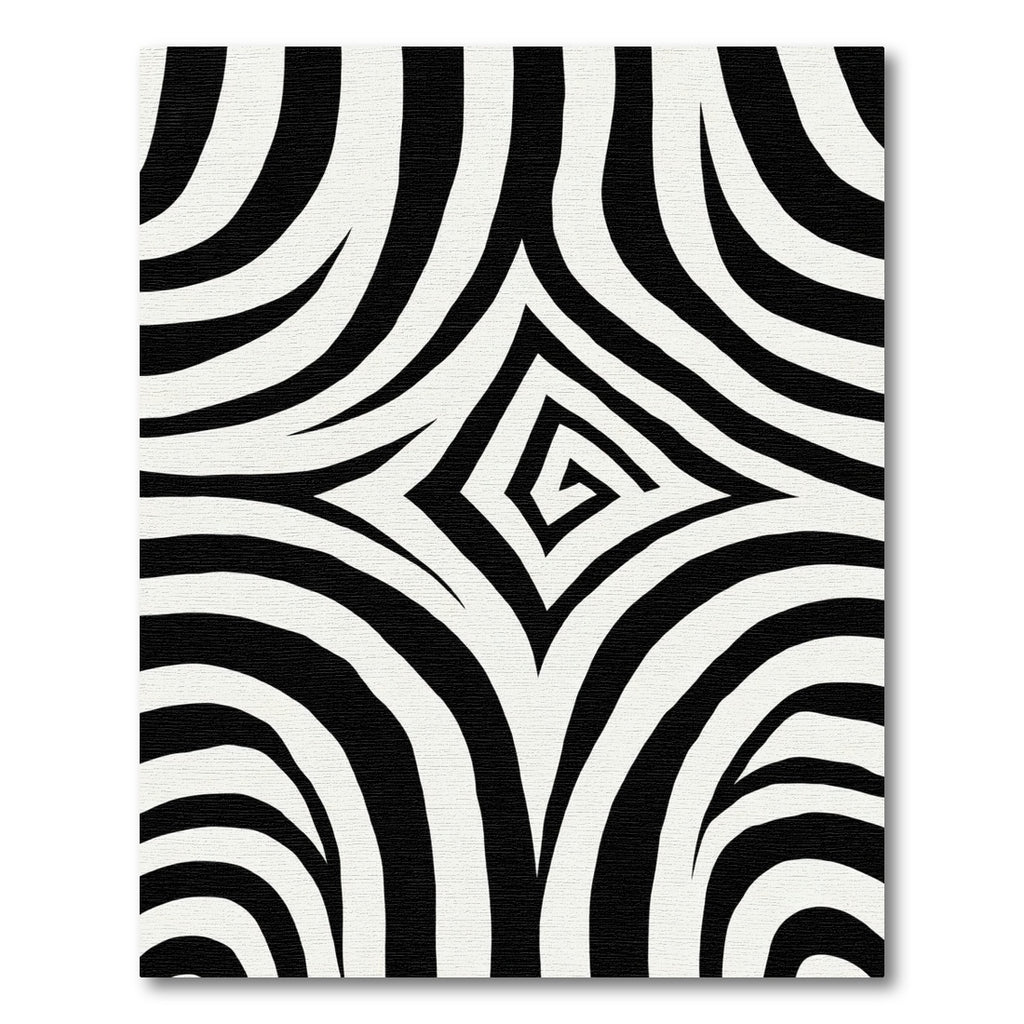 Black White Swirling Diamond Stripe Rug
