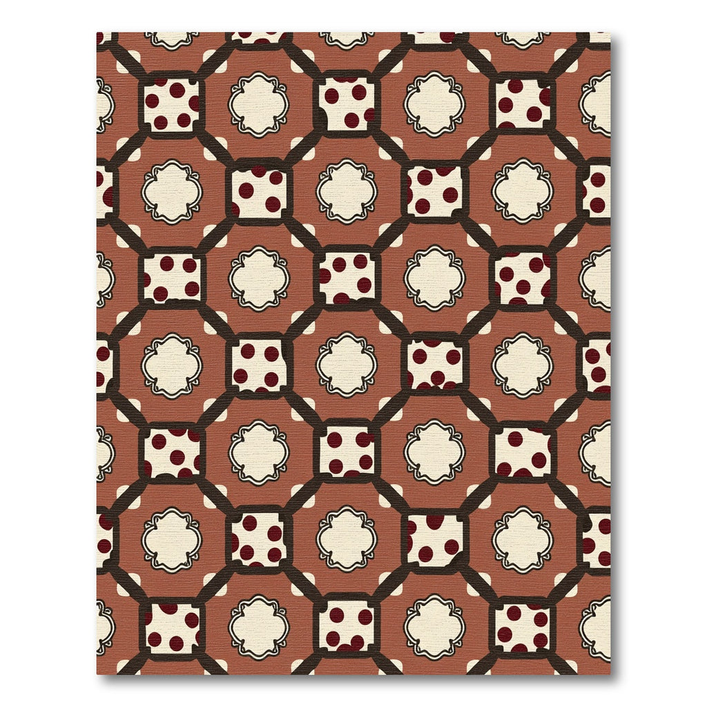 Terracotta Polka Dot Quatrefoil Lattice Rug