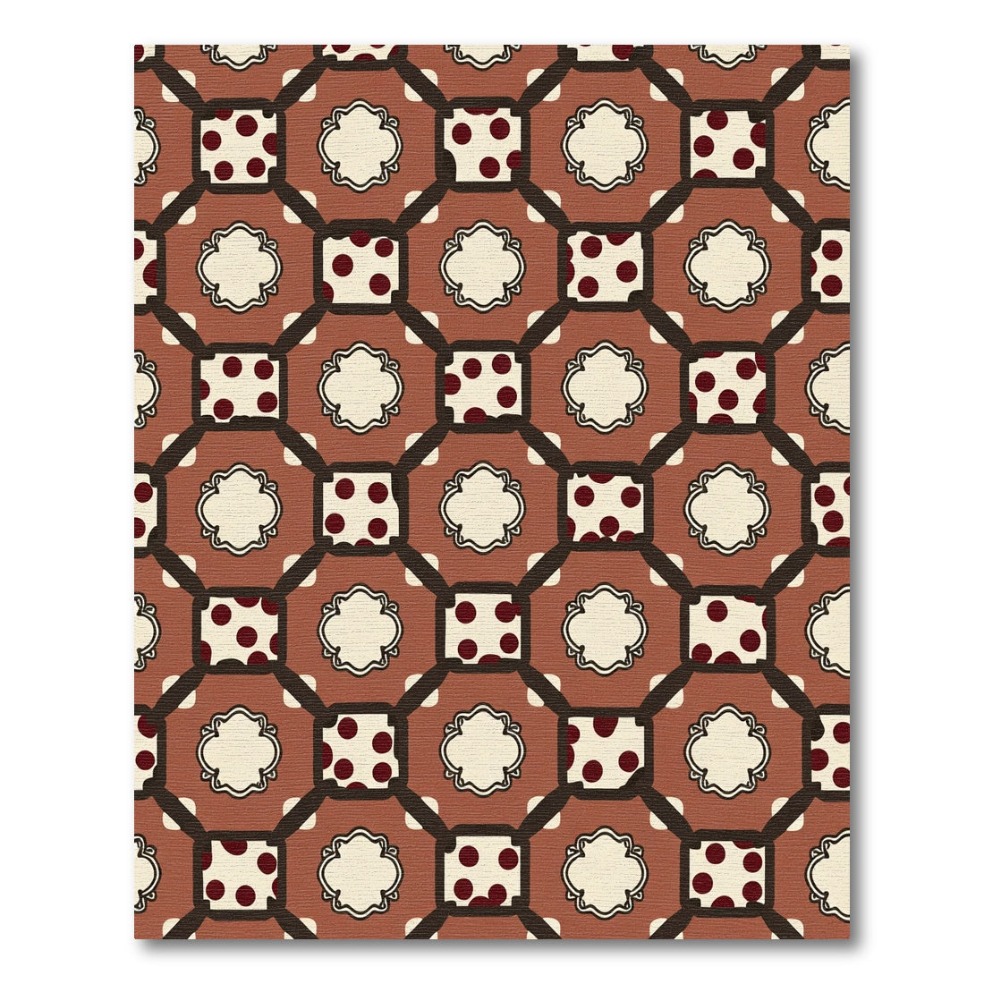 Terracotta Polka Dot Quatrefoil Lattice Rug