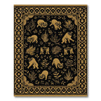 Golden Feline Flora Ornate Border Rug