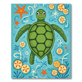 Playful Green Turtle Orange Slice Water Rug