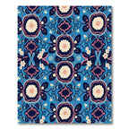 Blue Floral Medallion Garden Rug