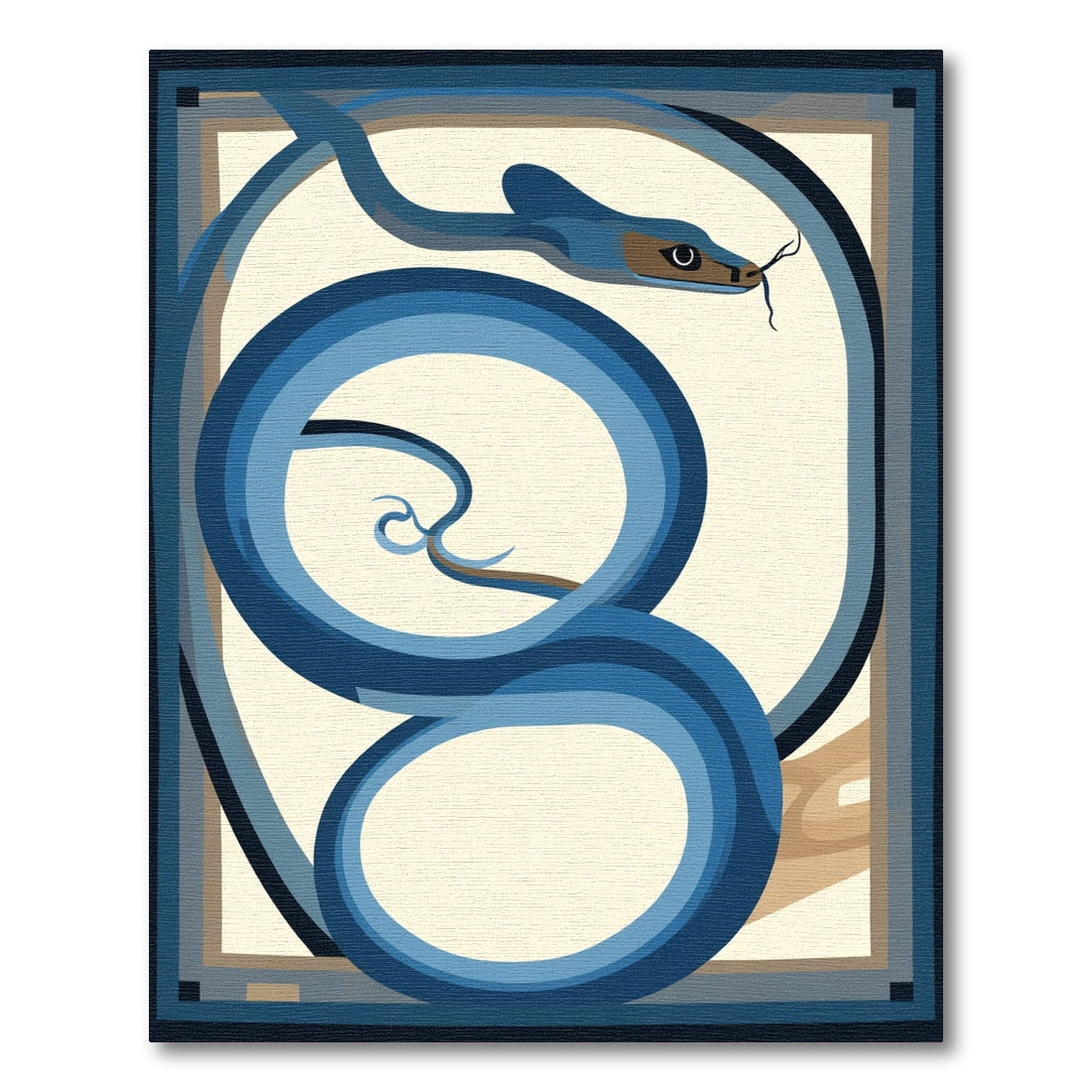 Blue Serpent Swirl Abstract Rug