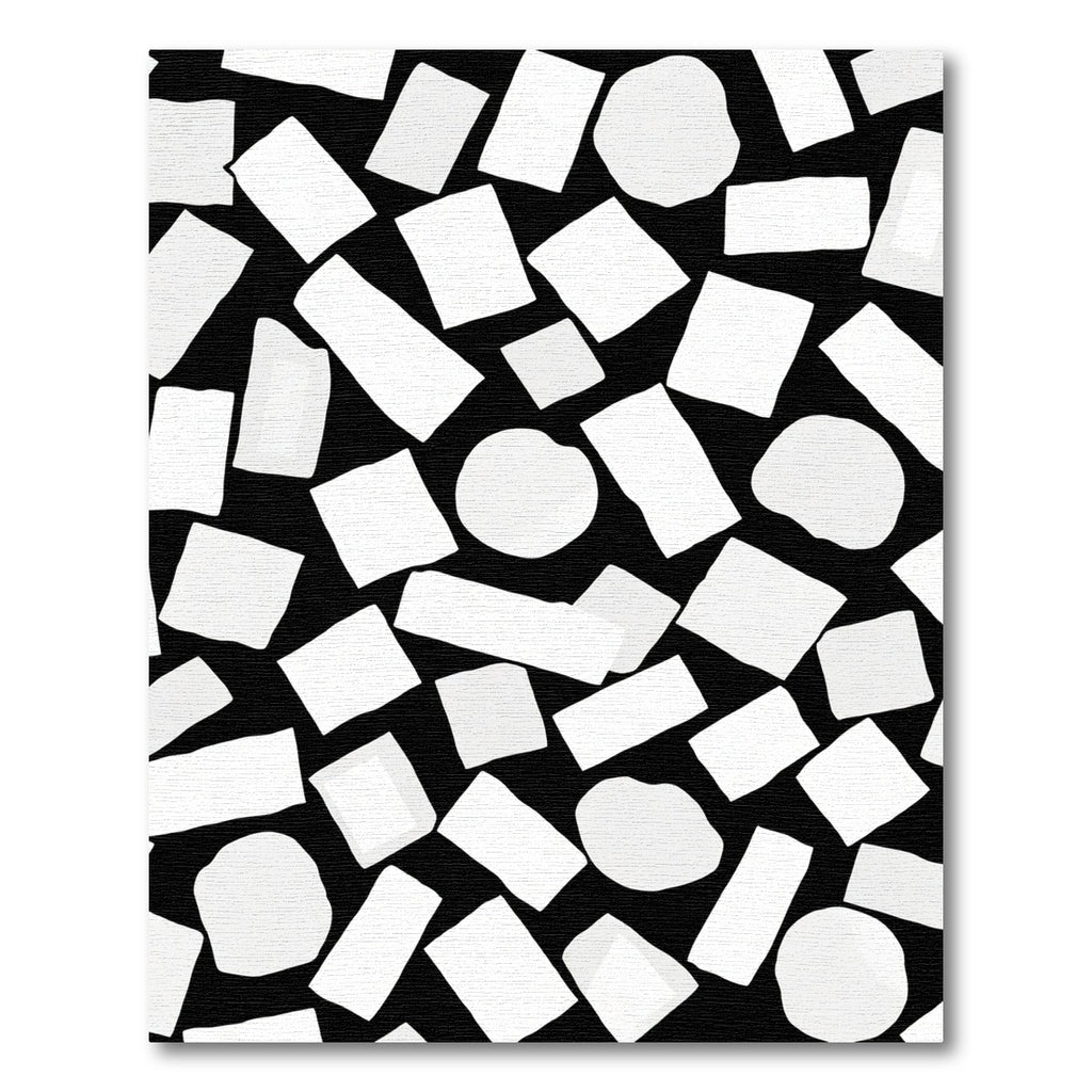 White Organic Shapes Scattered Black Rug