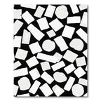 White Organic Shapes Scattered Black Rug