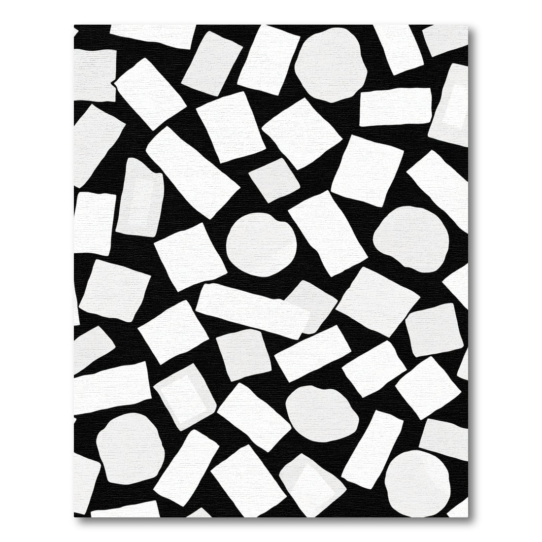White Organic Shapes Scattered Black Rug