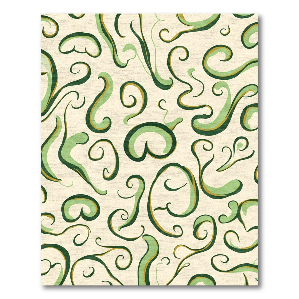 Cream Green Swirl Abstract Art Rug